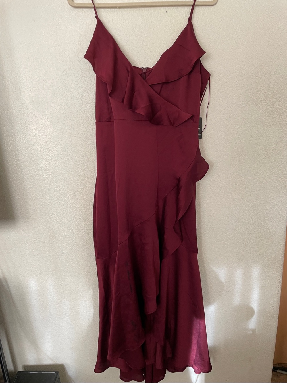 Express Asymmetrical Maxi Wine Burgundy Y2K Flowing Witchy Sexy Dress Large NWT